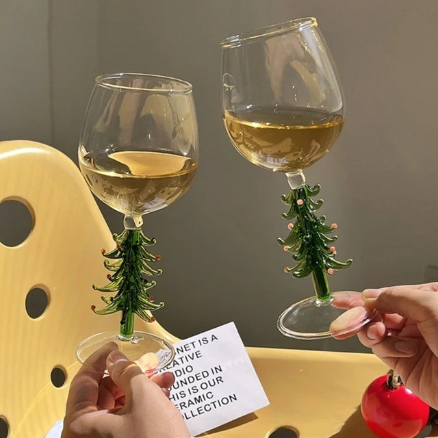 Christmas Tree Glass Goblet